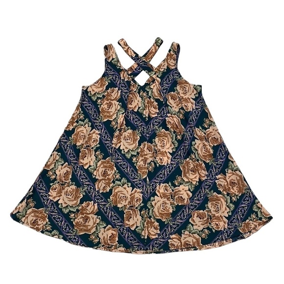 Umgee Dress Floral Cold Shoulder Green Brown Tan Size Small - Picture 3 of 15